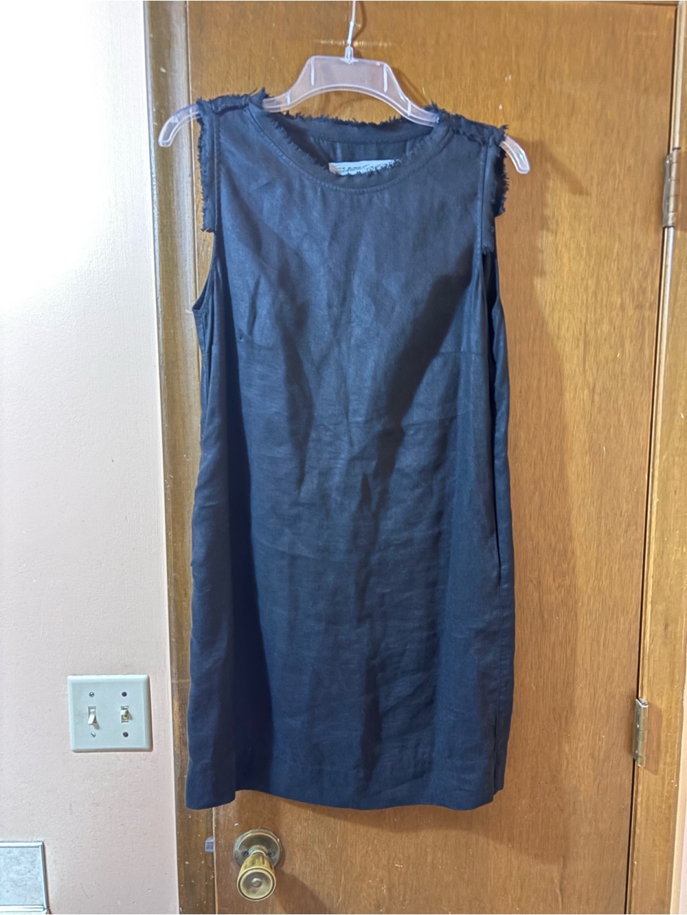 Raquel Allegra black linen mini dress